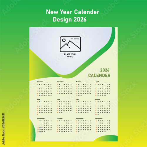 New Calender design template 2026 vactor design desk calender12 month