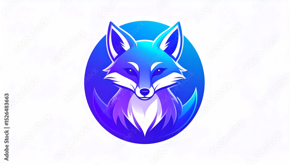 Fototapeta premium Majestic Blue Fox Head Logo: Vector Illustration for Branding