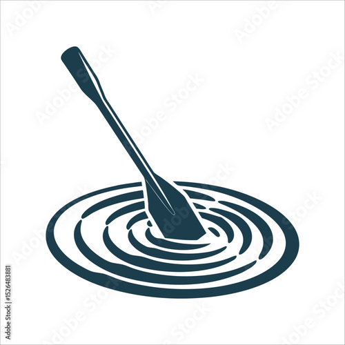 Kayak Paddle in Water Ripple Vector Illustration