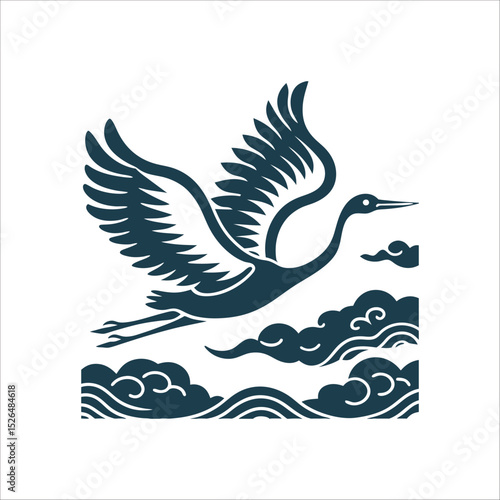 Crane in Flight: Messenger of Souls Vector