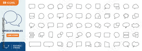speech bubble line editable icon set. Editable stroke. Vector illustration
