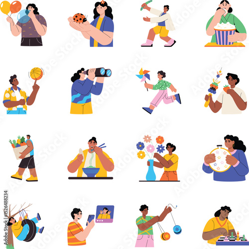 Collection of Leisure Flat Style Illustrations 


