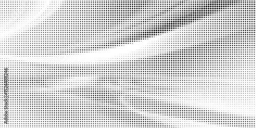 Dot grid pattern vector illustration. Simple black white point background with small and large polka dots. Abstract futuristic dotted mesh with gradient effect. Geometric minimal digital design.