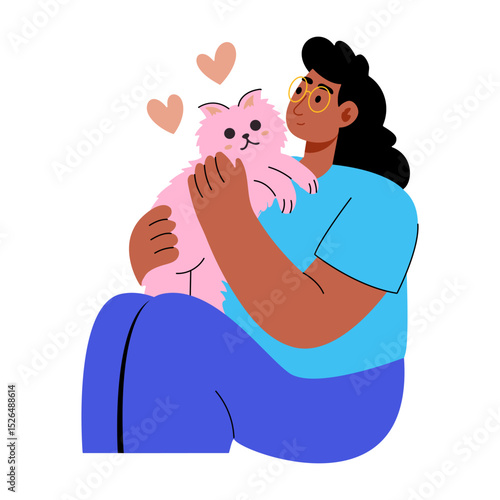A flat style illustration showing pet lover