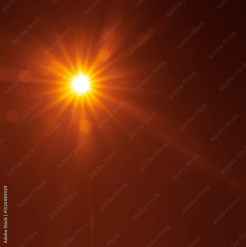 Obraz premium Sun rays beams sunrays with bokeh on yellow golden gold sky background. Summertime summer season picture with sunburst sunbeams. Bright sunny illustration Abstract colorful banner template. sunburst