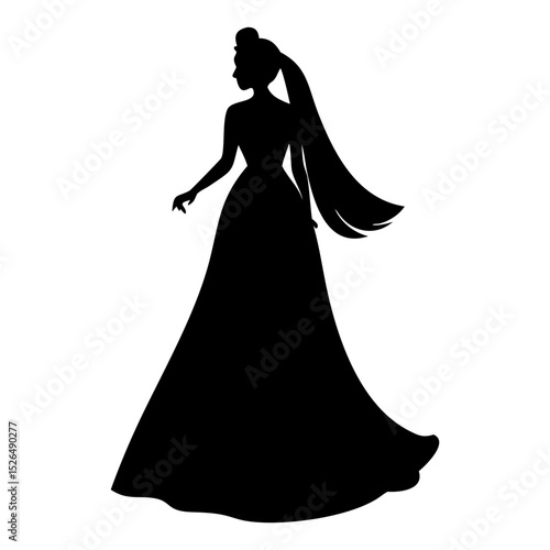 A bridal women full black silhouette vector illustration design