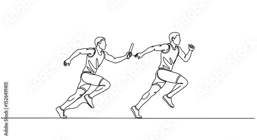 Relay Race Hand-Off Between Runners in Minimalist Style for Sports Blogs, Athletic Blogs, Education, Coaching, and Teamwork Awareness