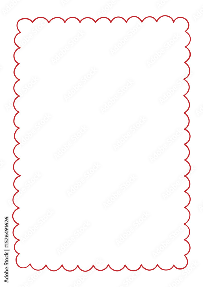 Fototapeta premium Hand drawn red frame. Trendy minimalist border. Vintage template for greeting cards, wedding, invitations, social media. Line art. Coquette retro aesthetic