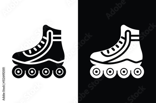 Trendy Roller Skates Icon. Silhouette Vector in Flat Style