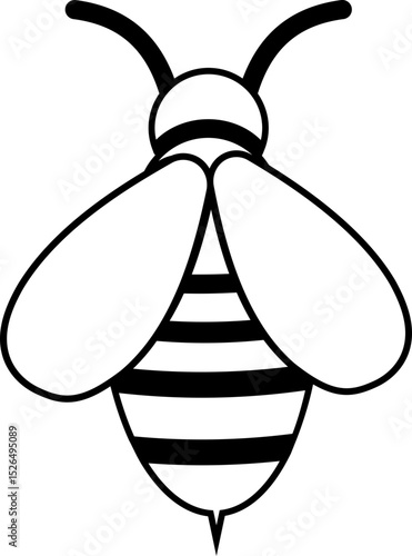 Honeybee icon design. Honeybee icon vector silhouette illustration isolated on transparent background. Honeybee symbol for pollination and wildlife representation. Vector illustration.