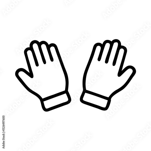 Gloves, outline icon. Black illustration, vector. Modern minimal flat design, white background. 
