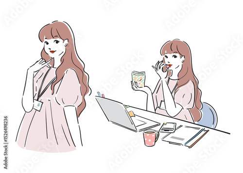 巻き髪の可愛いビジネスウーマン
