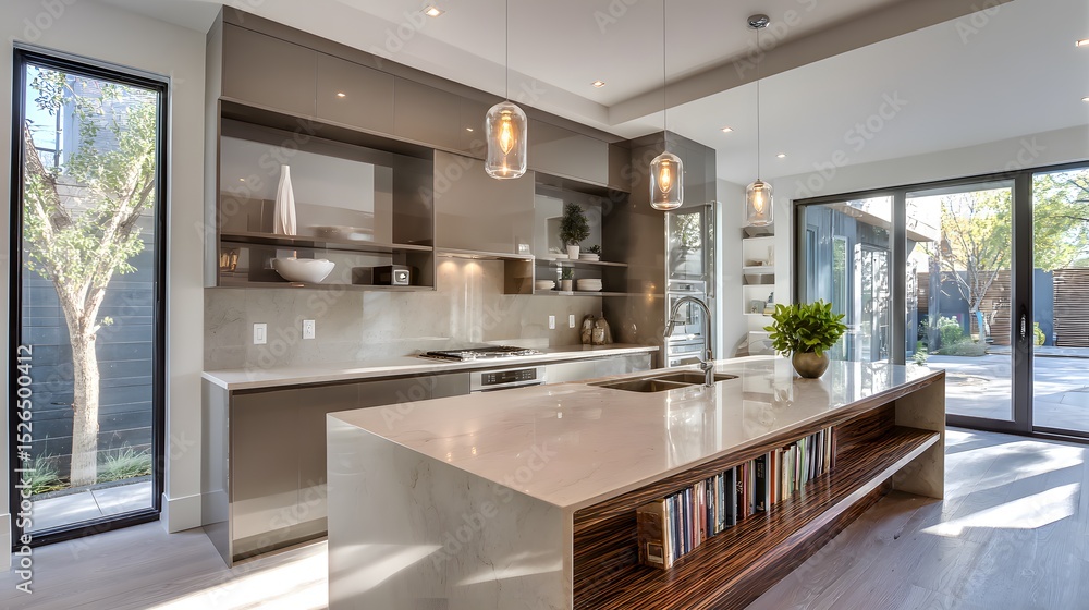 Fototapeta premium Contemporary kitchen with a sleek island