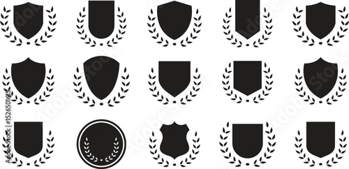 Laurel wreath , shield , wing , ribbon , and banners vector set . Laurel wreath s, shield s, wing s, ribbon s illustration for awards 