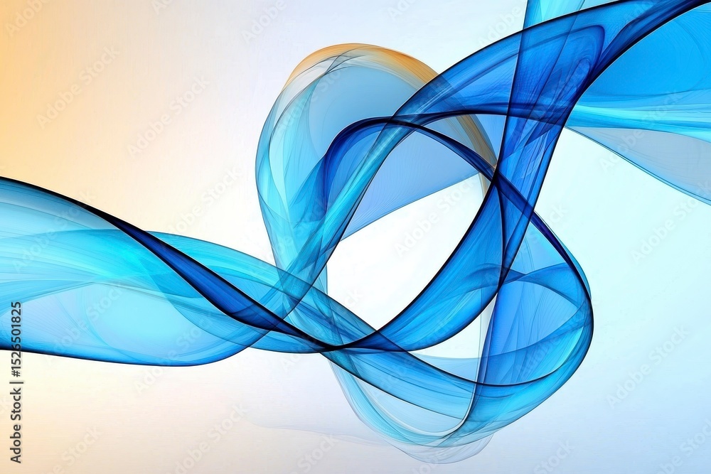 Naklejka premium Abstract Swirling Blue and Beige Translucent Ribbons