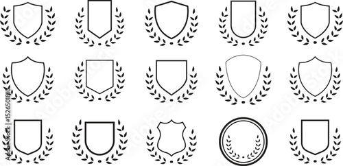 Laurel wreath , shield , wing , ribbon , and banners vector set . Laurel wreath s, shield s, wing s, ribbon s illustration for awards 