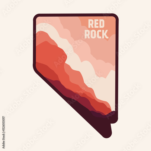 Simple and Flat Badge Design of Red Rock National Park in Nevada