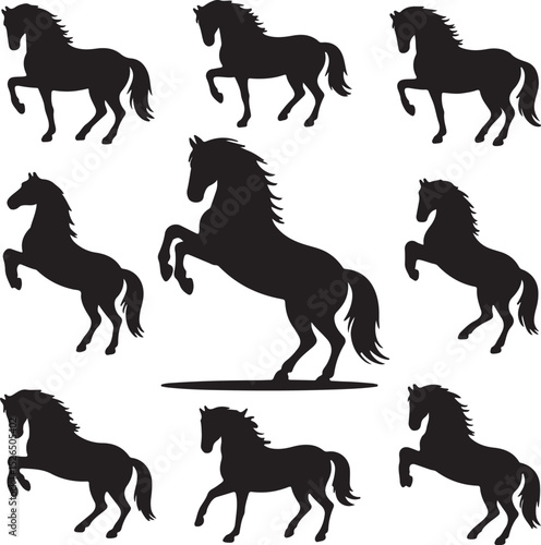 Elegant Horse Silhouettes Collection – Black Equine Poses in Motion