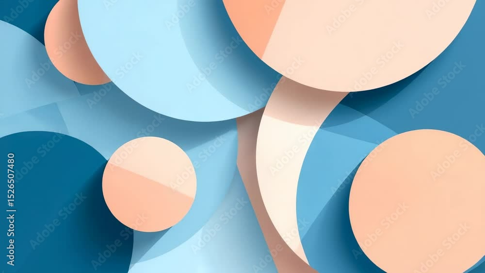 custom made wallpaper toronto digitalCircles, curves, and planes of blue, peach, and beige overlap abstractly