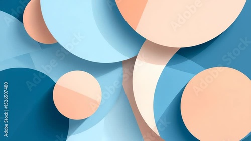 Wallpaper Mural Circles, curves, and planes of blue, peach, and beige overlap abstractly Torontodigital.ca