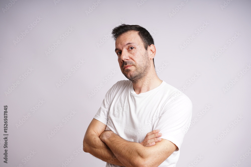 Male Model Showing Different Emotions on White Studio Background Male Model Showing Different Emotions on White Studio Background