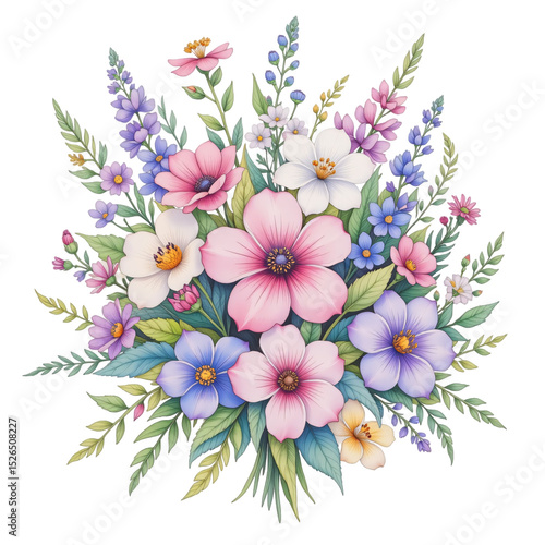 Vibrant flower arrangement botanical garden digital artwork nature close-up floral design