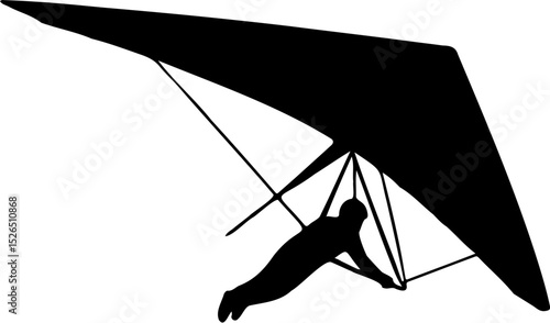 paragliding silhouette vector illustration, isolated on white