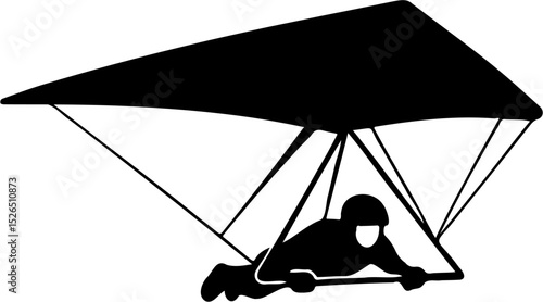 paragliding silhouette vector illustration, isolated on white