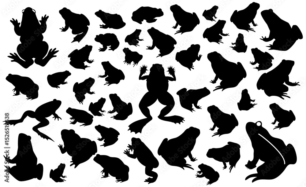 Αυτοκόλλητο Frog Silhouettes Composition Pack: A captivating Vector compilation of frog silhouettes