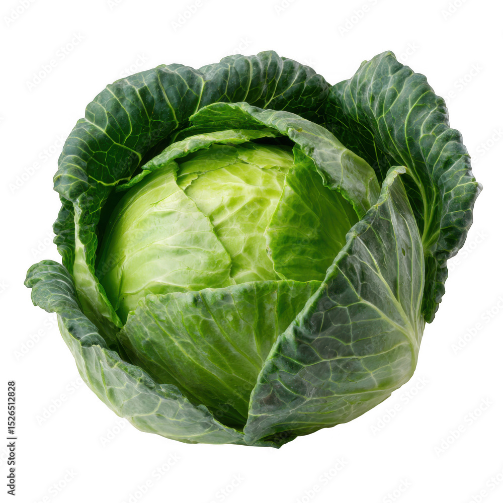 Fototapeta premium Fresh green cabbage isolated on transparent background