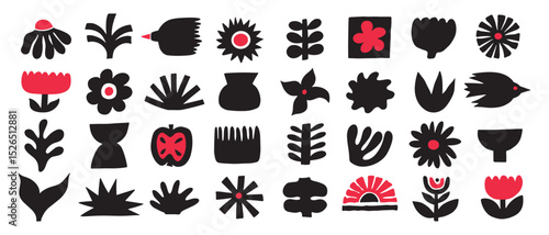 Naive organic shapes hand drawn collection. Funny basic doodle elements.Trendy shape silhouette, minimalist abstract form, vector set.