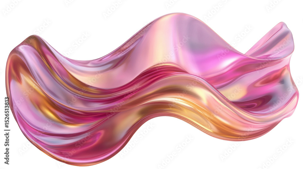 pink gold wave fluid holographic iridescent 3d render icon on white background pink gold wave fluid holographic iridescent 3d render icon on white background