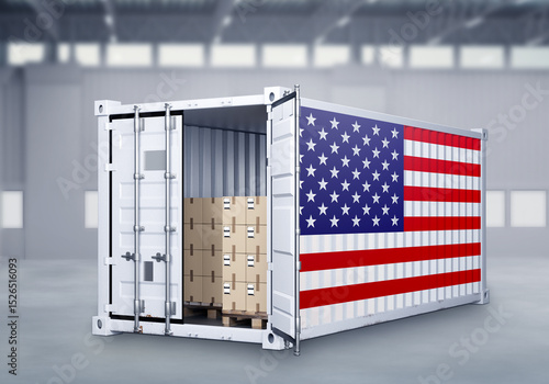 Sea container with boxes. G...