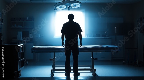 Silhouette of a Surgeon in an Operating Room