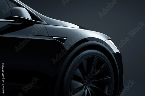 Black Electric Luxury SUV Detailed Automotive Studio Shot Elegant Modern Design And Futuristic Transport Concept Image