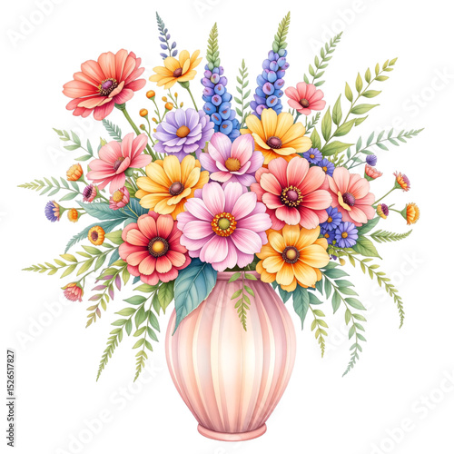 Vibrant floral bouquet arrangement home decor illustration artistic style close-up view nature's beauty