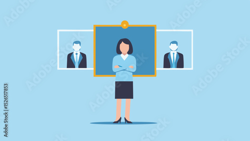 Vector Meeting Woman Leading Team Presentation Remote Collaboration Business Conference Video Call Online