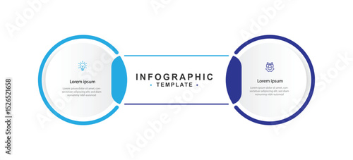 Design template infographic 2 step process. Timeline infographic with 2 step circle connected. Business information and presentation graphic 