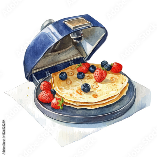 watercolor of Crepe Maker, vector high quality, isolated on a white background.