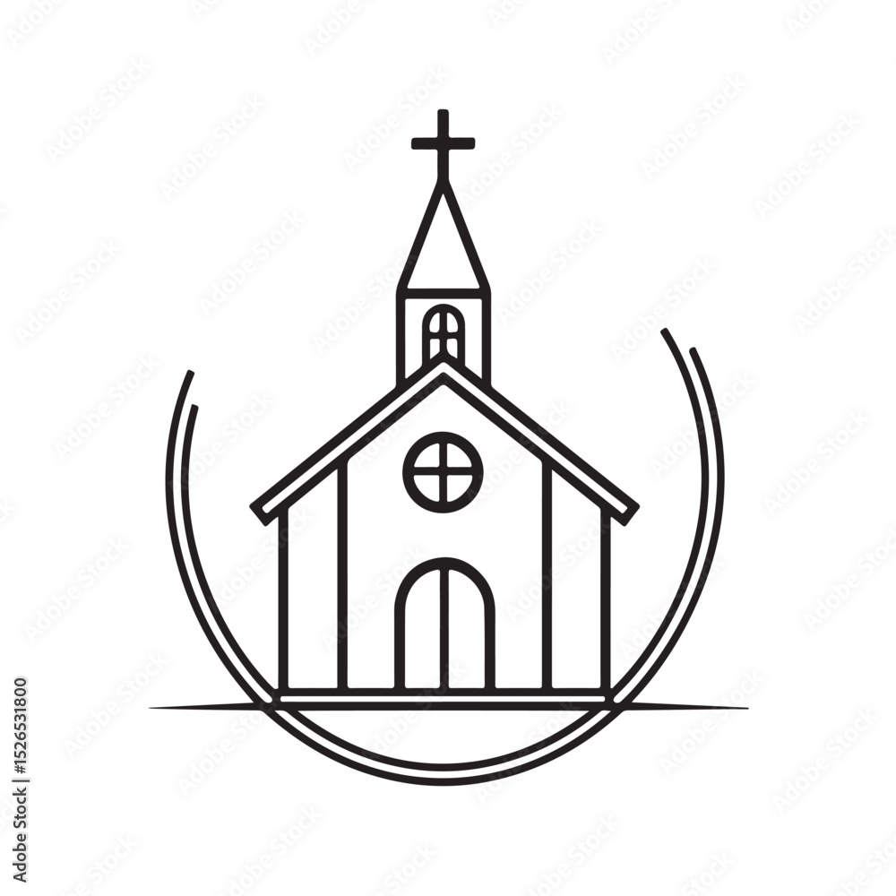 Vector illustration of a church icon with a simple and clear design, ideal for use in app interfaces, maps, presentations, religious materials, and Christian-themed graphic projects Vector illustration of a church icon with a simple and clear design, ideal for use in app interfaces, maps, presentations, religious materials, and Christian-themed graphic projects