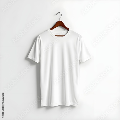 Wallpaper Mural A white t-shirt hanging neatly on a wall, showcasing its simple design and fabric texture Torontodigital.ca