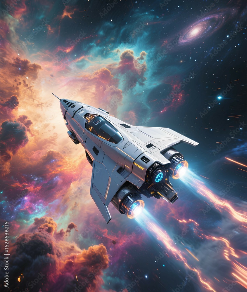 Obraz premium Arrowhead Racer Speeding Through the Nebula