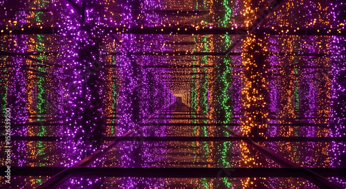 Vivid Multi Colored Light Tunnel Creates the Illusion of Infinite Space