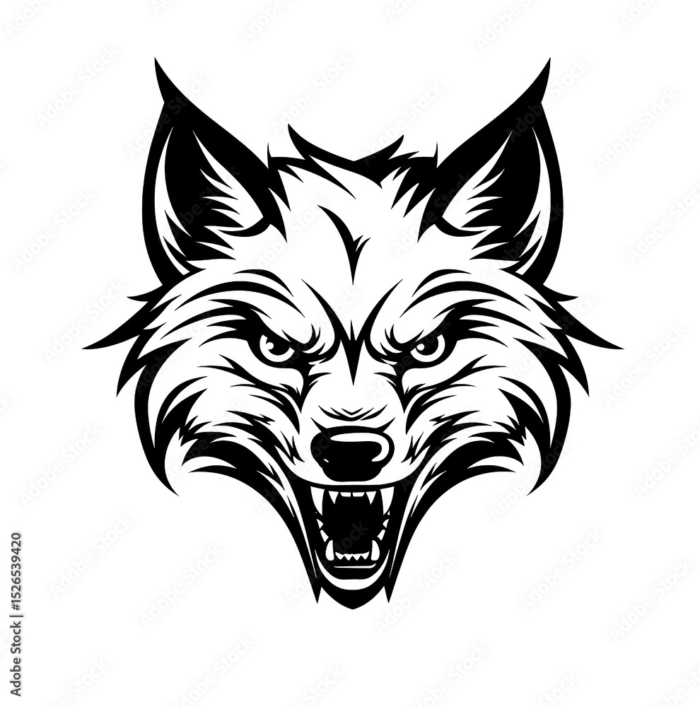 Fototapeta premium Beautiful modern black fox face painting.