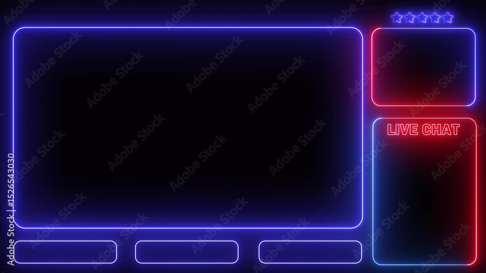 Intermission Stream Overlay Animated, Neon Sign looping facecam and chat for live streaming