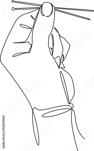 One continuous single drawing line art flat doodle acupuncture, medicine, hand, care, pain, skin, needle, patient. Isolated image hand draw contour on a white background, hand drawn, not AI