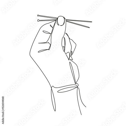 One continuous single drawing line art flat doodle acupuncture, medicine, hand, care, pain, skin, needle, patient. Isolated image hand draw contour on a white background, hand drawn, not AI