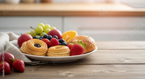 fruit and pastries in a bowl
