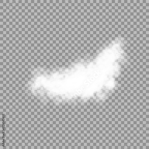 White realistic isolated steam or cloud on transparent background. Cloud, nature sky or food smoke symbol. Weather element or pattern art. Cloud texture, fire smoke wave, foggy nature. Cloud png