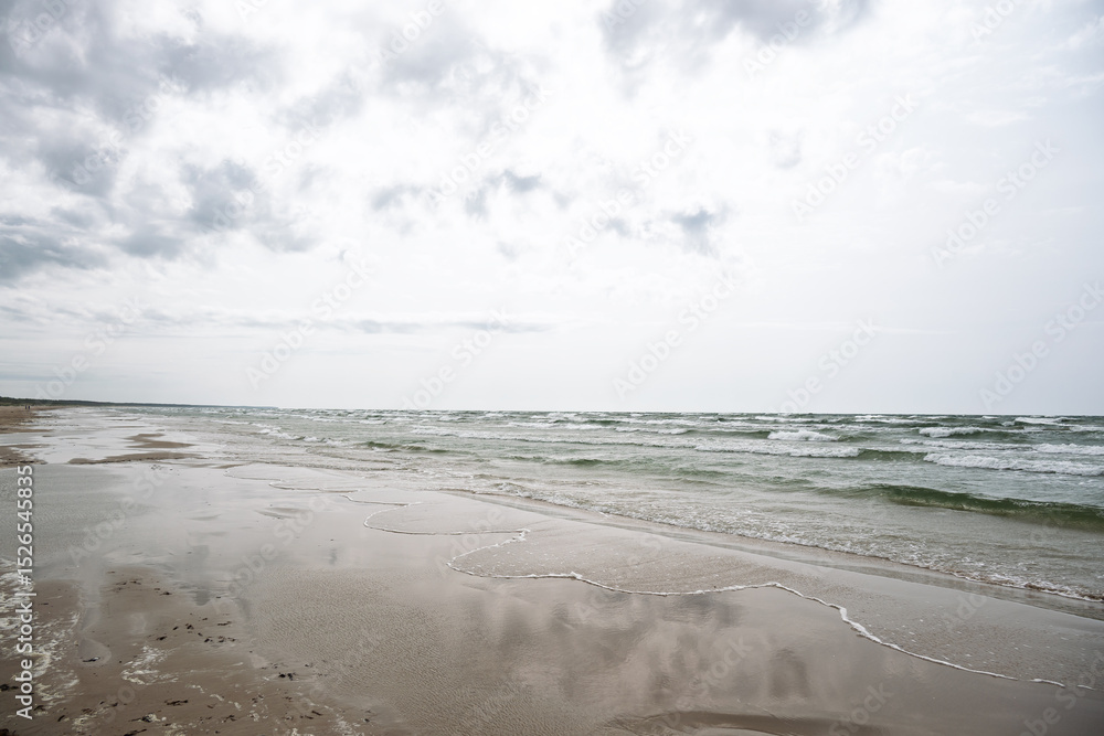 Obraz premium Gray day by Baltic sea, Liepaja, Latvia.